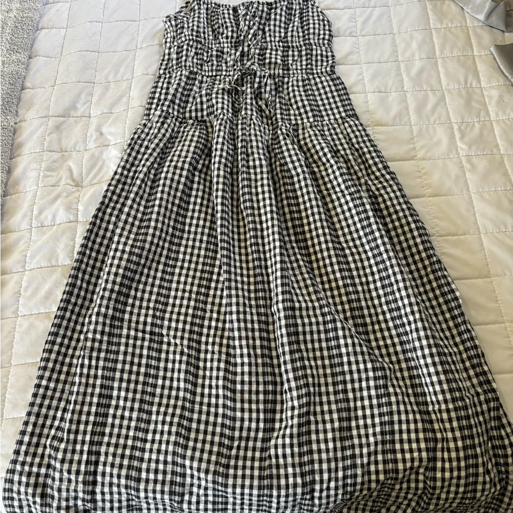 Black and White Checkered Midi Dress - Picture 1 of 3